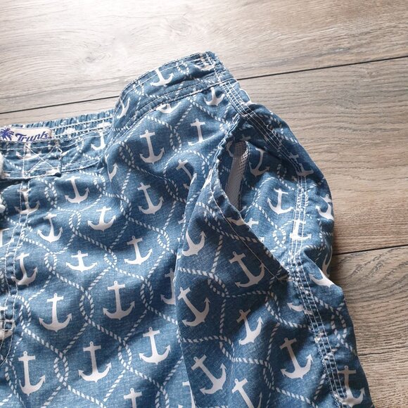 Men Trunks Surf Swim Co Anchor Print Swim XL Drawstring 36 In Waist Mesh Lining - Picture 5 of 7